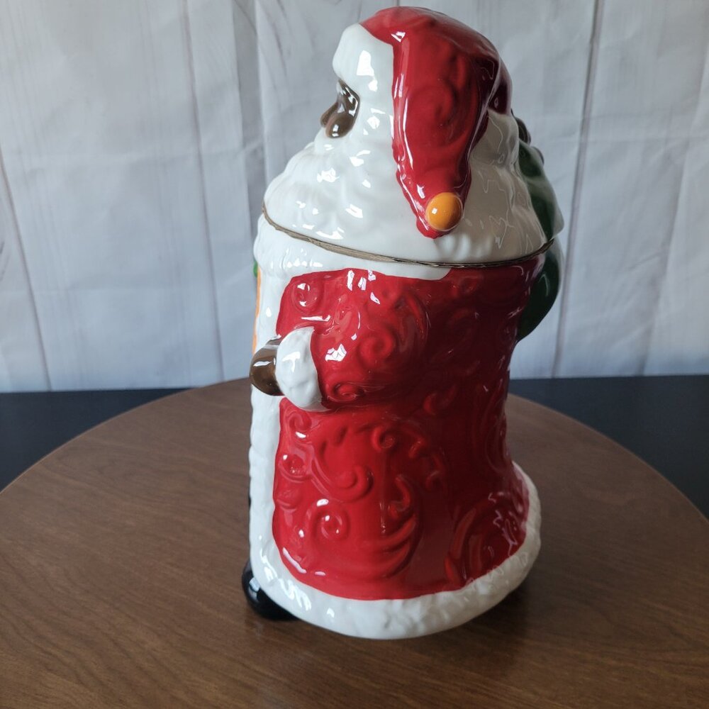 African American Black Santa Ceramic Cookie Candy Jar Santa’s Christmas Workshop - Picture 4 of 9